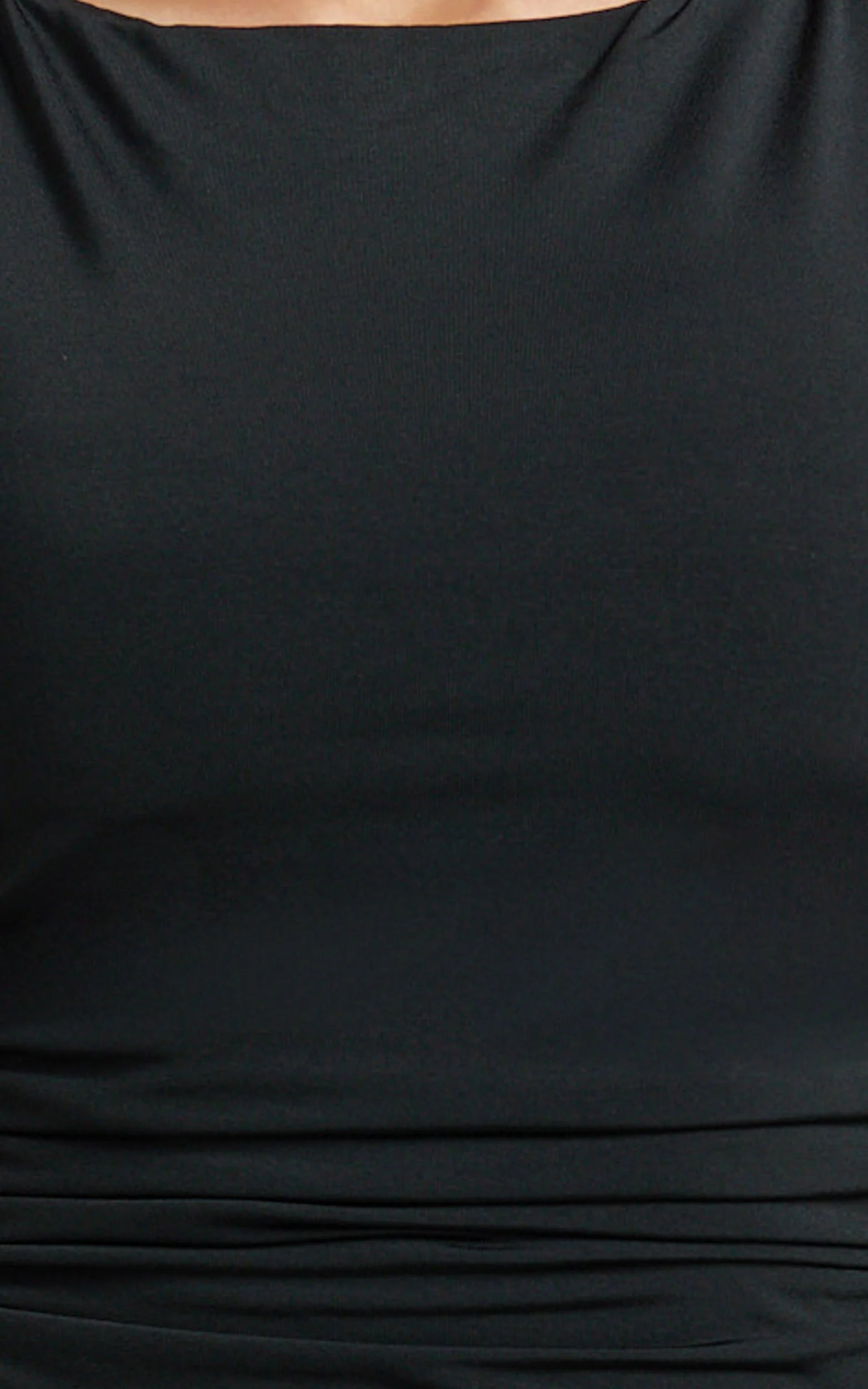 Gail Maxi Dress - Jersey Scoop Neck Open Back Bodycon Dress in Black