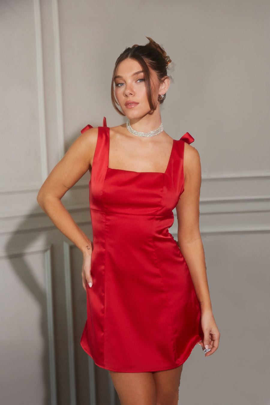 Paige Coquette Bow Babydoll Mini Dress