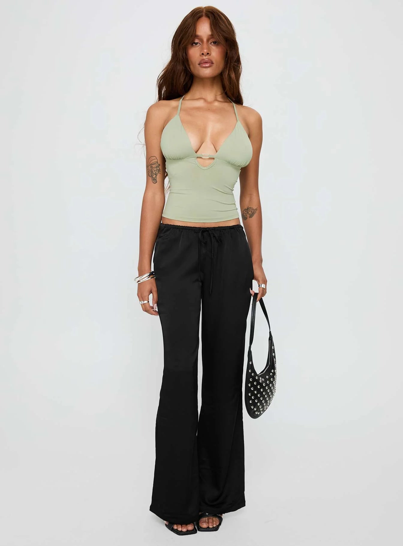 Norwalk Plunge Neck Top Sage