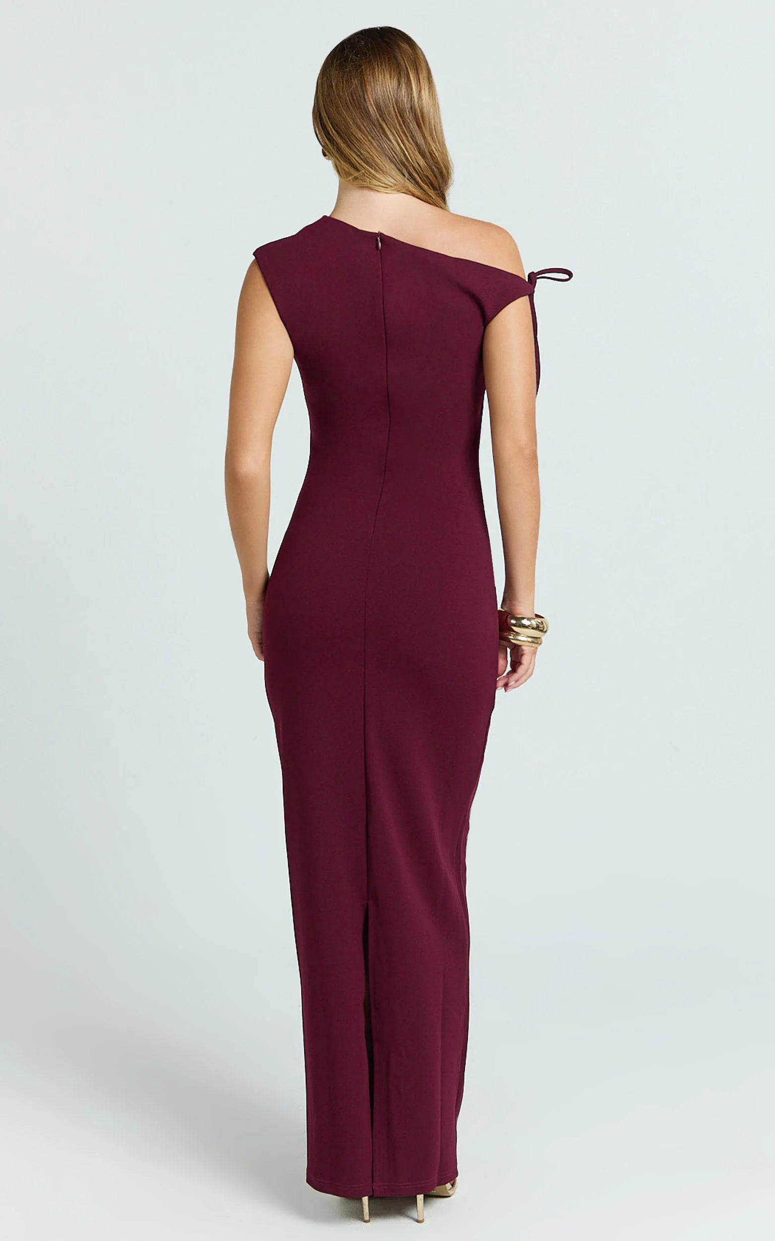 Belle Maxi Dress - Tie Shoulder Detail Dress in Wine