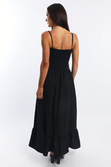 Black Maxi Dress Corset Detailed