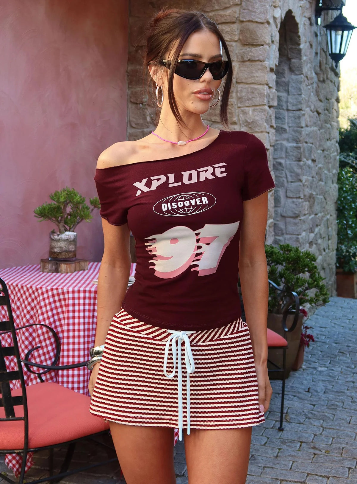 Bexi Textured Skort Red / White Stripe