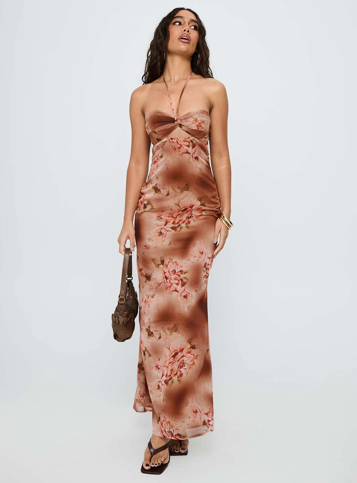 Saye Halter Twist Maxi Dress Multi