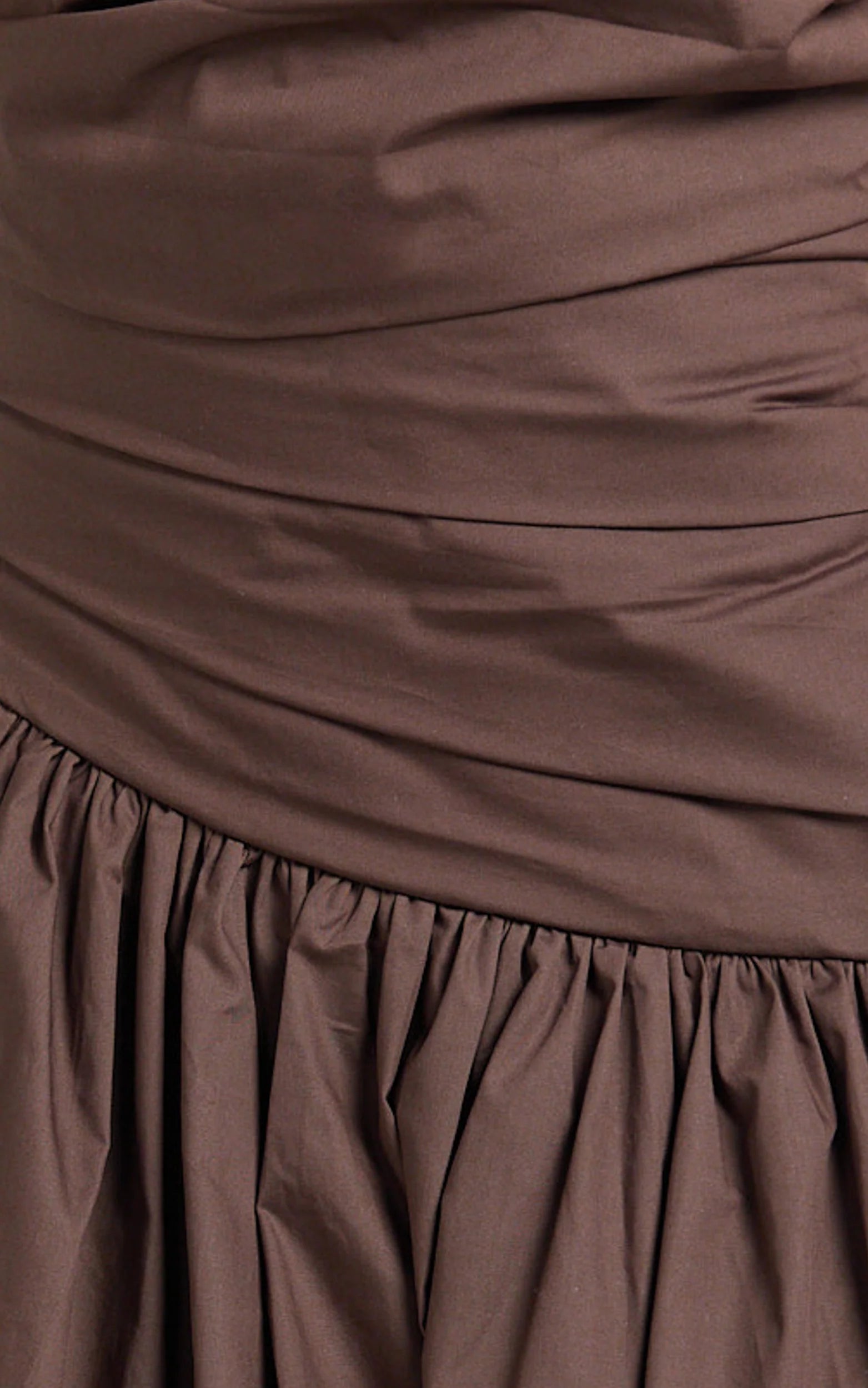 Almera Mini Dress - Strapless Ruched Dress in Chocolate