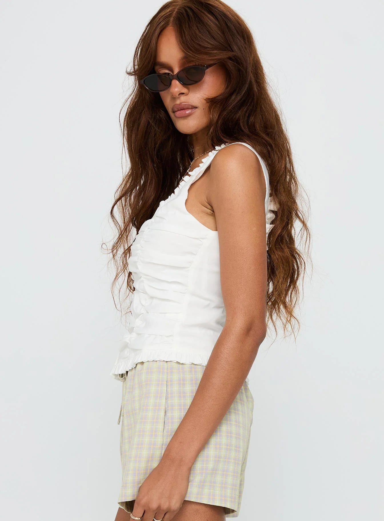 Almeda Button Up Top White